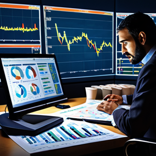 Home 6 **
Prompt: "A busy entrepreneur working late at night, reviewing financial reports and project timelines, surrounded by risk management charts and graphs. Reflective lighting, emphasizing dedication and careful planning. Arabic calligraphy elements subtly incorporated in the background."
**