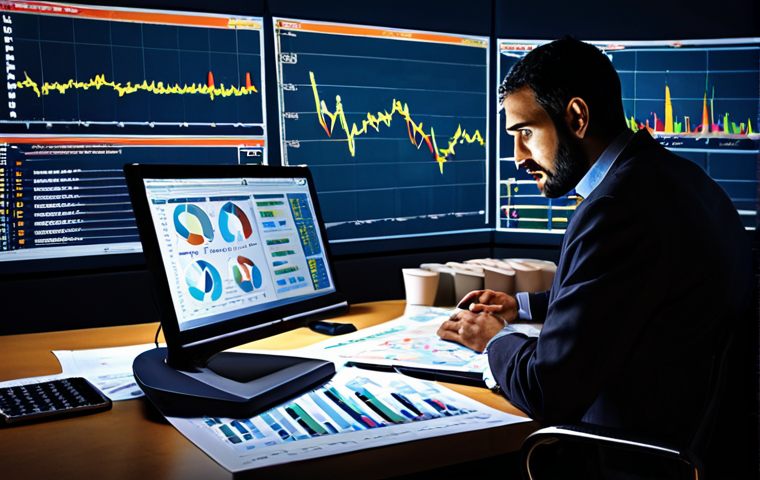 **
Prompt: "A busy entrepreneur working late at night, reviewing financial reports and project timelines, surrounded by risk management charts and graphs. Reflective lighting, emphasizing dedication and careful planning. Arabic calligraphy elements subtly incorporated in the background."
**