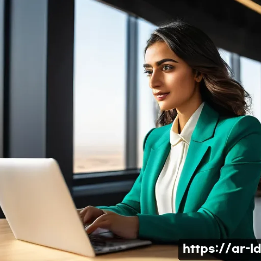 부업 시장의 향후 전망 - **Digital Skills Empowerment in the Arab World**
A vibrant, eye-level, full-shot portrait of a y...
