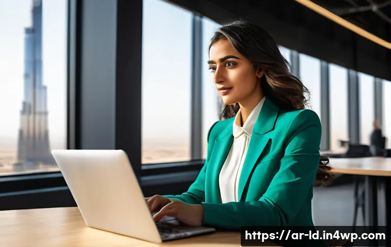 부업 시장의 향후 전망 - **Digital Skills Empowerment in the Arab World**
A vibrant, eye-level, full-shot portrait of a y...