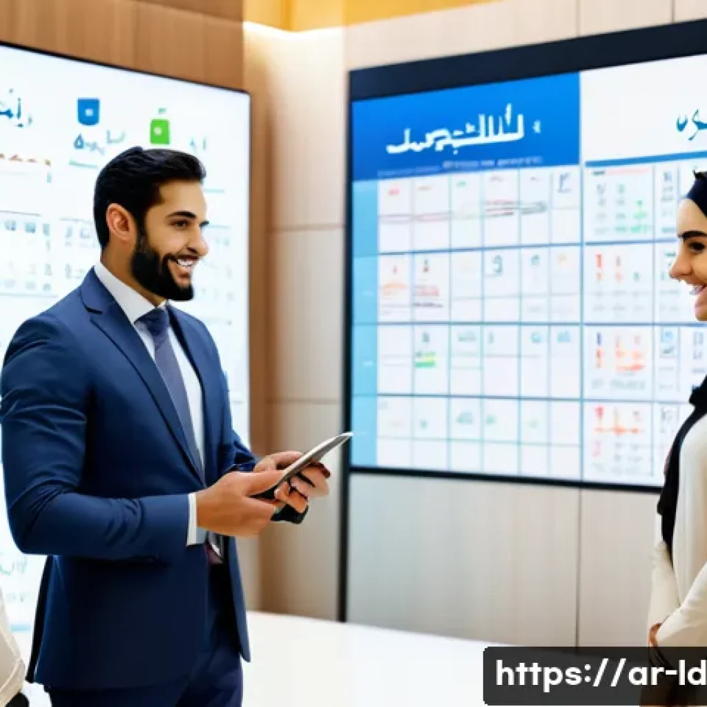 부업과 관련된 직업적 네트워킹 기회 - A professional Middle Eastern business networking event scene in a modern conference hall, featuring...