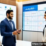 Home 17 부업과 관련된 직업적 네트워킹 기회 - A professional Middle Eastern business networking event scene in a modern conference hall, featuring...